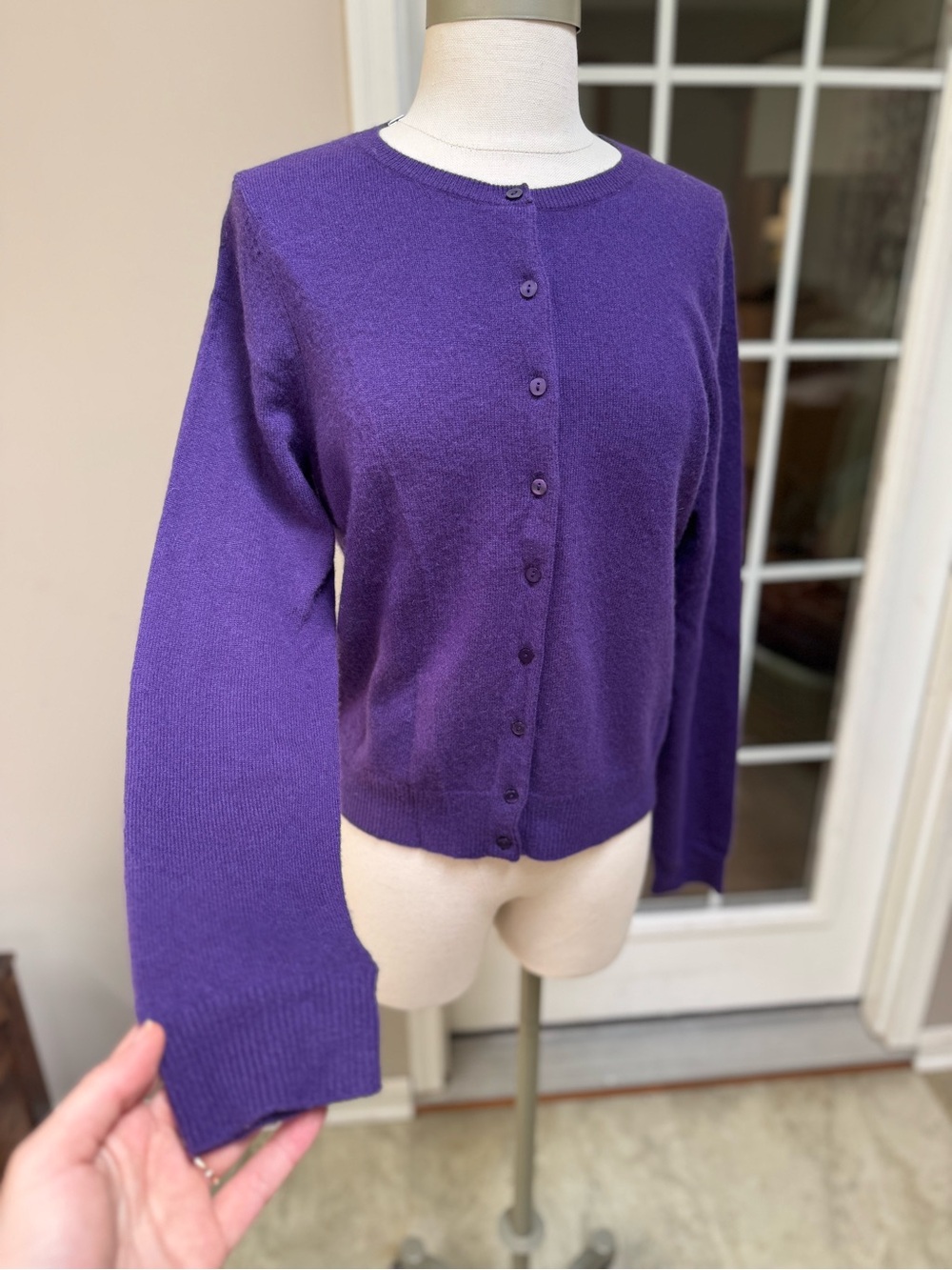 100% Cashmere Alex Marie Purple Button Front Cardigan Sweater Women’s Size M